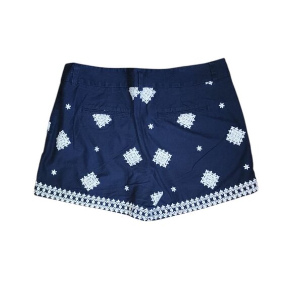 Ann Taylor Loft Outlet Shorts Womens Size 8 Blue White Embroidered with Pockets - Picture 6 of 6